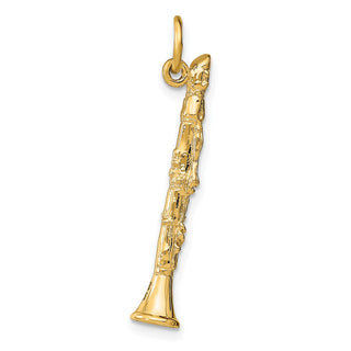 14k Yellow Gold 3-D Clarinet Charm