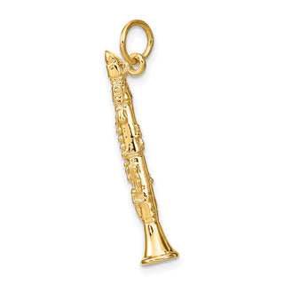 14k Yellow Gold 3-D Clarinet Charm