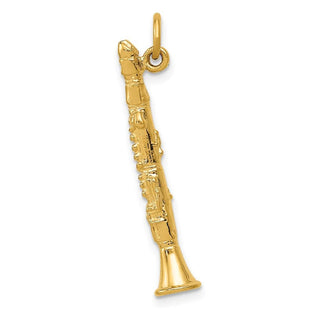 14k Yellow Gold 3-D Clarinet Charm