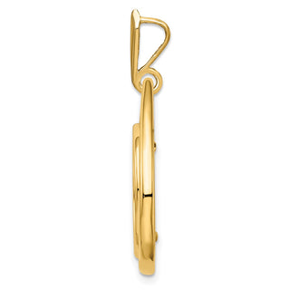 14k Yellow Gold 16mm Polished Teardrop Shaped Prong Coin Bezel Pendant - Fits 1/10 oz Maple Leaf, Maple Leaf, and Other Coins