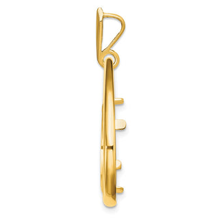 14k Yellow Gold 16.5mm Polished Teardrop Shaped Prong Coin Bezel Pendant - Fits 1/10 oz American Eagle and 1/10 oz Krugerrand