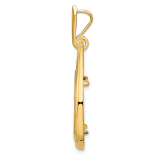 14k Yellow Gold 17.8mm Polished Teardrop Shaped Prong Coin Bezel Pendant - Fits US $2.50 Liberty and Other Coins