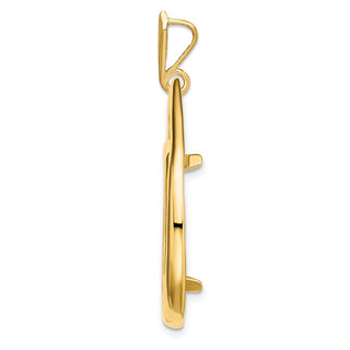 14k Yellow Gold 20.1mm Polished Teardrop Shaped Prong Coin Bezel Pendant - Fits 1/4 oz. Gold Nugget, and 1/4 oz. Koala
