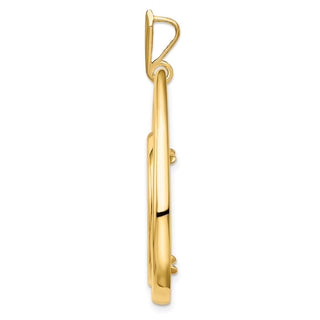 14k Yellow Gold 21.6mm Polished Teardrop Shaped Prong Coin Bezel Pendant - Fits US $5 Bald Eagle, US $5 Congressional, US $5 Liberty, and Other Coins
