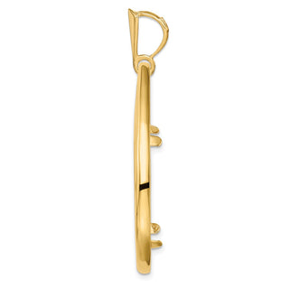 14k Yellow Gold 27mm Polished Teardrop Shaped Prong Coin Bezel Pendant - Fits 1/2 oz American Eagle, US $10 Liberty, and Other Coins