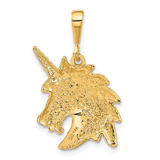 14k Yellow Gold Unicorn Head Pendant C1149