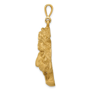 14k Yellow Gold Diamond-cut Tigers Head Pendant