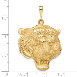 14k Yellow Gold Diamond-cut Tigers Head Pendant
