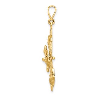 14k Yellow Gold Large Anchor w/Wheel Pendant C1174