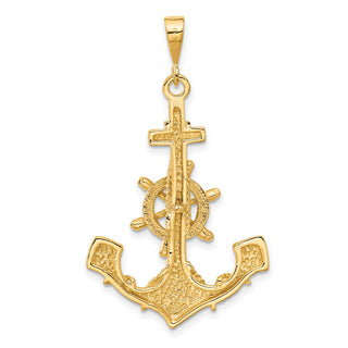 14k Yellow Gold Large Anchor w/Wheel Pendant C1174