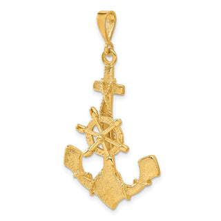 14k Yellow Gold Large Anchor w/Wheel Pendant C1174