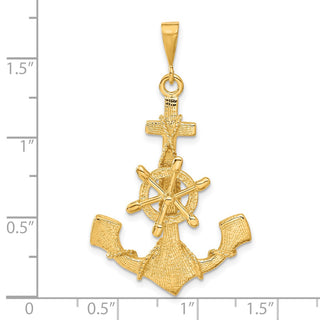 14k Yellow Gold Large Anchor w/Wheel Pendant C1174