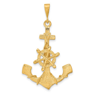 14k Yellow Gold Large Anchor w/Wheel Pendant C1174