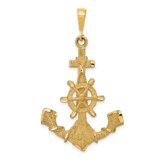 14k Yellow Gold Large Anchor w/Wheel Pendant C1174