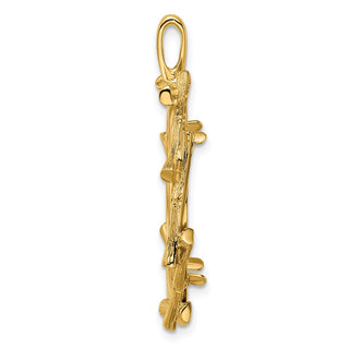 14k Yellow Gold 22mm Overlap Bamboo Prong Coin Bezel Pendant - Fits 1/4 oz American Eagle and Other Coins