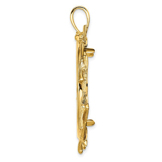 14k Yellow Gold 32mm Overlap Bamboo Prong Coin Bezel Pendant - Fits 1 oz Australian Nugget, 1 oz Kangaroo, 1 oz Panda, and Other Coins