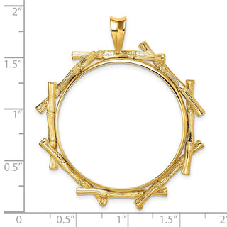 14k Yellow Gold 32mm Overlap Bamboo Prong Coin Bezel Pendant - Fits 1 oz Australian Nugget, 1 oz Kangaroo, 1 oz Panda, and Other Coins