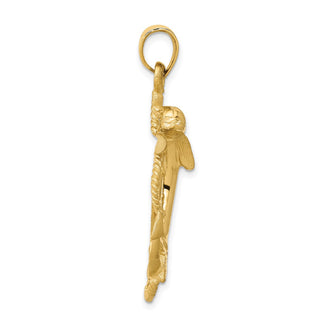14k Yellow Gold Dolphin On Anchor Pendant