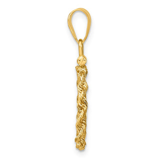 14k Yellow Gold 2mm Rope Screw Top 13mm Coin Bezel Pendant - Fits 2 Pesos and US $1