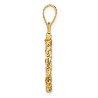 14k Yellow Gold 2mm Rope Screw Top 14mm Coin Bezel Pendant - Fits 1/20 oz Maple Leaf and Other Coins