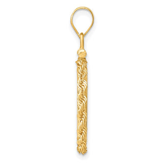 14k Yellow Gold 2mm Rope Screw Top 15mm Coin Bezel Pendant - Fits US $1 Type 2