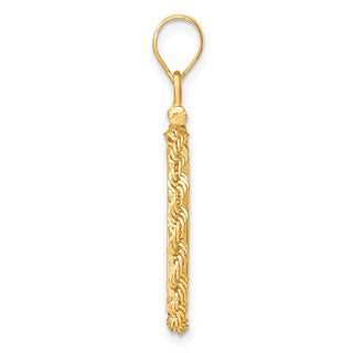 14k Yellow Gold 2mm Rope Screw Top 16mm Coin Bezel Pendant - Fits 1/10 oz Maple Leaf, Maple Leaf, and Other Coins