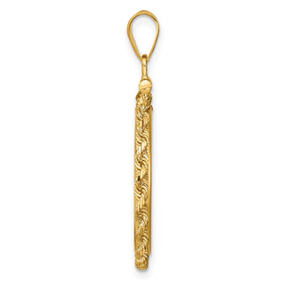 14k Yellow Gold 2mm Rope Screw Top 20.1mm Coin Bezel Pendant - Fits 1/4 oz. Australian Nugget, 1/4 oz. Gold Nugget, and 1/4 oz. Koala