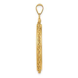 14k Yellow Gold 2mm Rope Screw Top 30mm Coin Bezel Pendant - Fits 1 oz Maple Leaf and 1/2 oz Cat