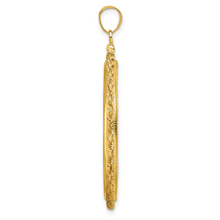 14k Yellow Gold 2mm Rope Screw Top 32mm Coin Bezel Pendant - Fits 1 oz Australian Nugget, 1 oz Kangaroo, 1 oz Panda, and Other Coins