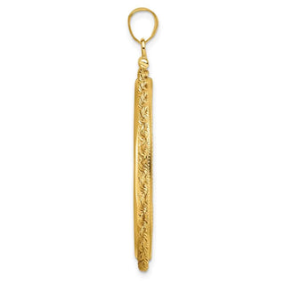 14k Yellow Gold 2mm Rope Screw Top 32mm Coin Bezel Pendant - Fits 1 oz Australian Nugget, 1 oz Kangaroo, 1 oz Panda, and Other Coins