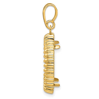 14k Yellow Gold 18mm Fluted Prong Coin Bezel Pendant - Fits 1/10 oz Cat