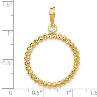 14k Yellow Gold 21.6mm Fluted Prong Coin Bezel Pendant - Fits US $5 Bald Eagle and US $5 Congressional