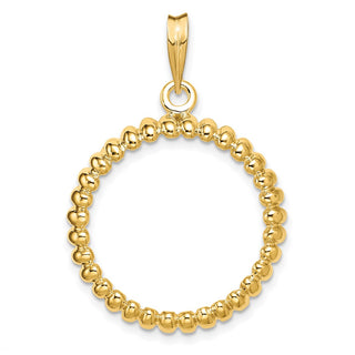 14k Yellow Gold 21.6mm Fluted Prong Coin Bezel Pendant - Fits US $5 Bald Eagle and US $5 Congressional