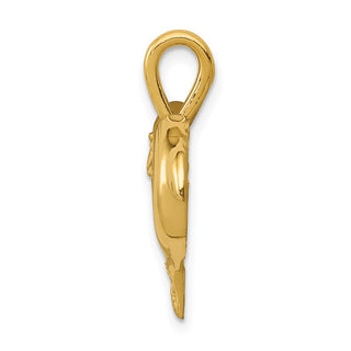 14k Yellow Gold Dolphin Heart Pendant