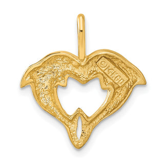 14k Yellow Gold Dolphin Heart Pendant