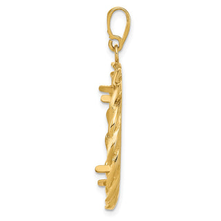14k Yellow Gold 21.6mm Filigree Waved Prong Coin Bezel Pendant - Fits US $5 Bald Eagle, US $5 Congressional, US $5 Liberty, and Other Coins