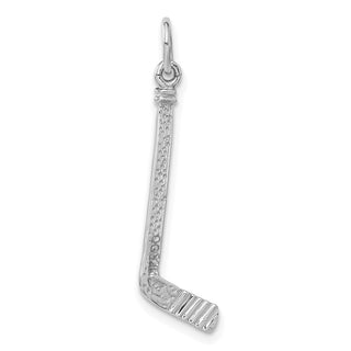 14k White Gold Satin Diamond-cut Hockey Stick Charm