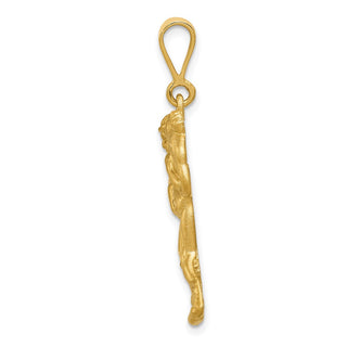14k Yellow Gold Satin and Diamond-cut Wrestling Pendant