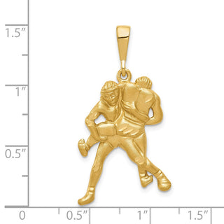 14k Yellow Gold Satin and Diamond-cut Wrestling Pendant