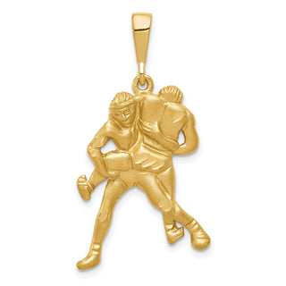 14k Yellow Gold Satin and Diamond-cut Wrestling Charm