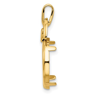 14k Yellow Gold 14mm Rounded Motif Prong Coin Bezel Pendant - Fits 1/20 oz Maple Leaf and Other Coins