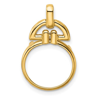 14k Yellow Gold 14mm Rounded Motif Prong Coin Bezel Pendant - Fits 1/20 oz Maple Leaf and Other Coins