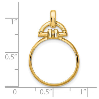 14k Yellow Gold 18mm Rounded Motif Prong Coin Bezel Pendant - Fits 1/10 oz Cat