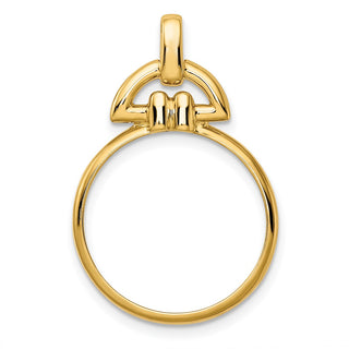 14k Yellow Gold 18mm Rounded Motif Prong Coin Bezel Pendant - Fits 1/10 oz Cat