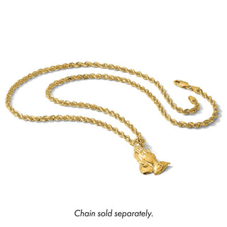 14k Yellow Gold Praying Hands Pendant C1305