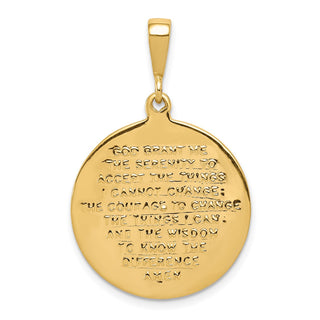 14k Yellow Gold Praying Hands and Serenity Prayer Pendant