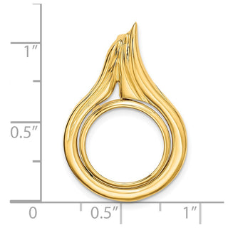 14k Yellow Gold 14mm Curved Teardrop Prong Coin Bezel Pendant - Fits 1/20 oz Maple Leaf and Other Coins