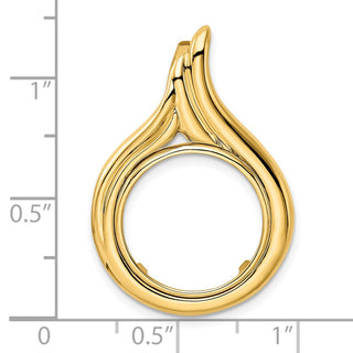 14k Yellow Gold 16.5mm Curved Teardrop Prong Coin Bezel Pendant - Fits 1/10 oz American Eagle and 1/10 oz Krugerrand