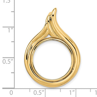 14k Yellow Gold 17.8mm Curved Teardrop Prong Coin Bezel Pendant - Fits US $2.50 Liberty and Other Coins