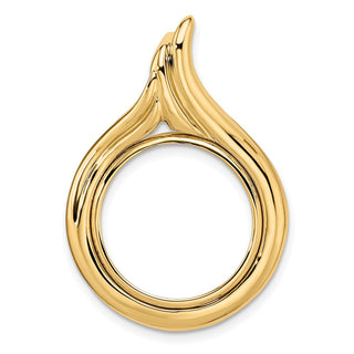 14k Yellow Gold 17.8mm Curved Teardrop Prong Coin Bezel Pendant - Fits US $2.50 Liberty and Other Coins